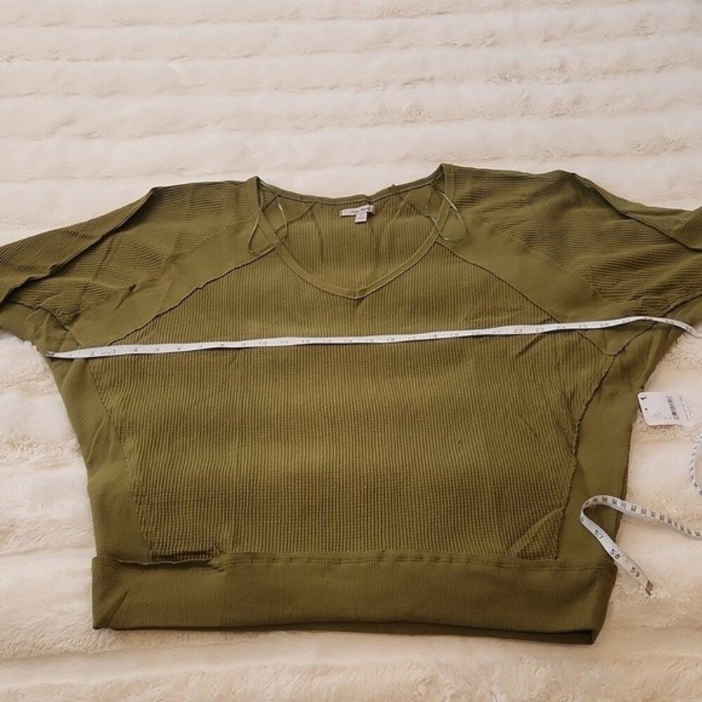 Free People Santa Clara Thermal Shirt Top Long Sleeve Green size L - Picture 11 of 14